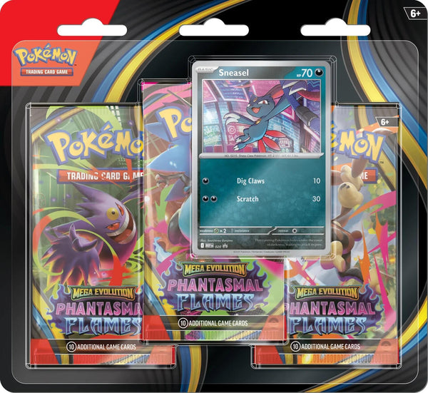 2025 Pokémon Mega Evolution Phantasmal Flames Sneasel 3Pk Booster Blister