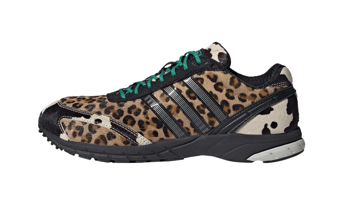 Overkicks - Adidas Adizero Adios OG Black Green Leopard (Womens) (JR6023) - vista lateral