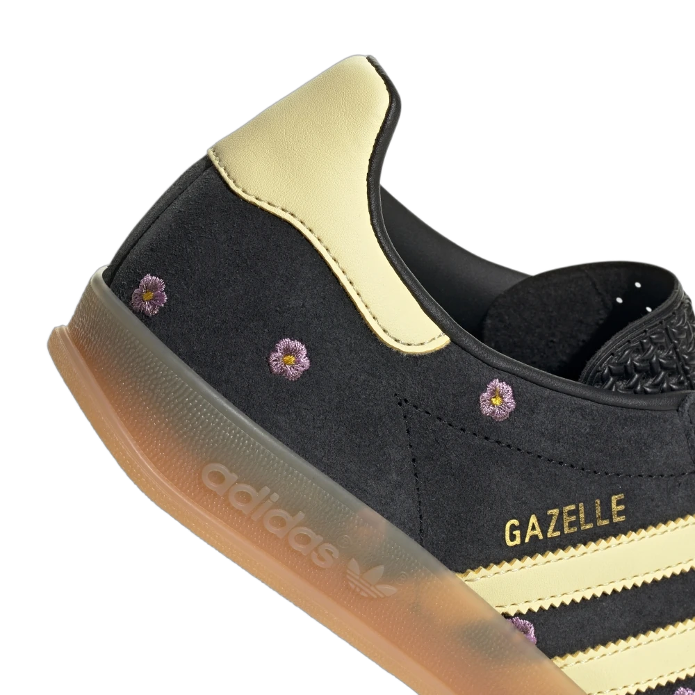 Overkicks - Adidas Gazelle Indoor Core Black Almost Yellow Floral (IF4490) - vista trasera