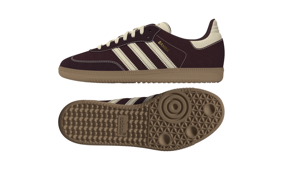 Overkicks - Adidas Samba OG Shadow Red Warm Vanilla (KK4979) - vista lateral