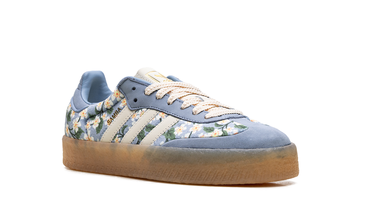 Overkicks - Adidas Sambae Liberty London Floral Embroidery Blue Cream White (Womens) (JQ6046) - detalle lateral interior