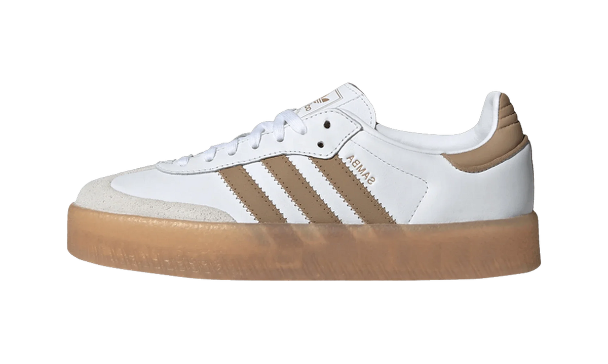 Overkicks - Adidas Sambae White Off White Cardboard (Womens) (JQ0982) - vista lateral