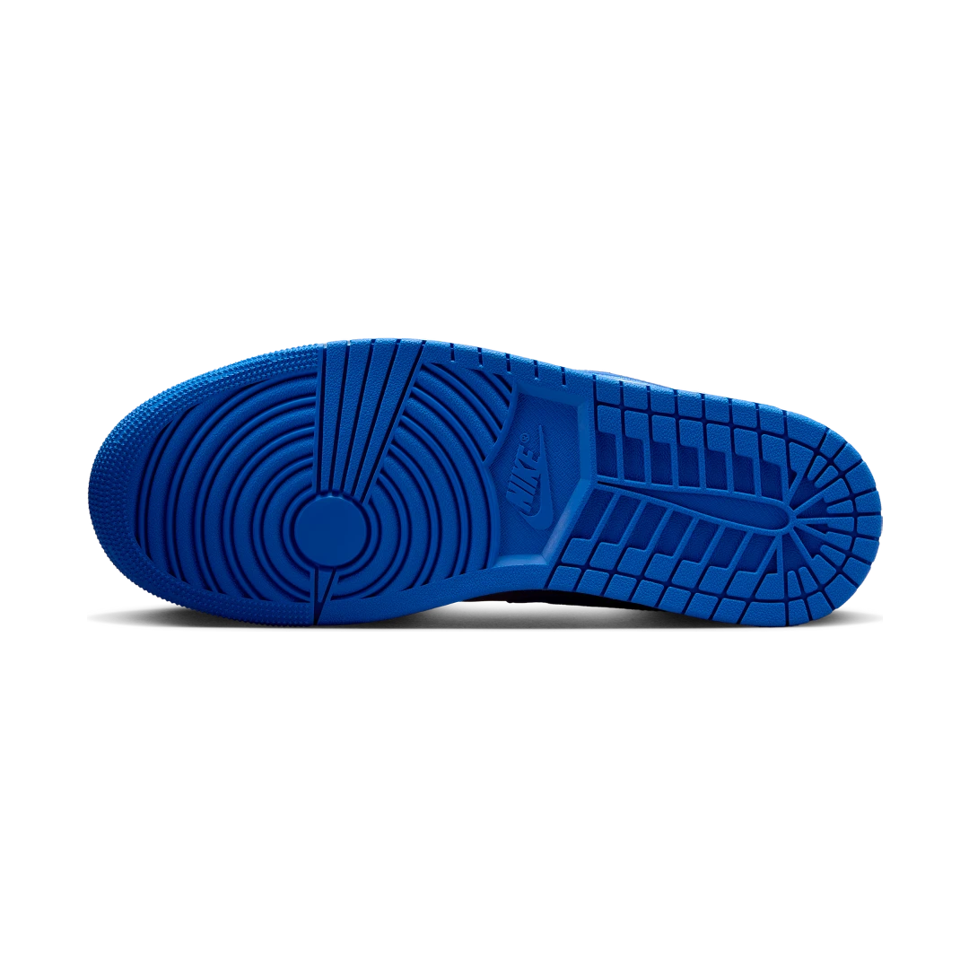 Overkicks - Air Jordan 1 Low Black Game Royal Metallic Platinum (553558-007) - detalle suela