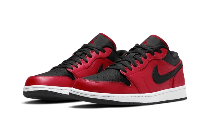 Overkicks - Air Jordan 1 Low Reverse Bred Pebbled Swoosh (553558-605) - vista trasera