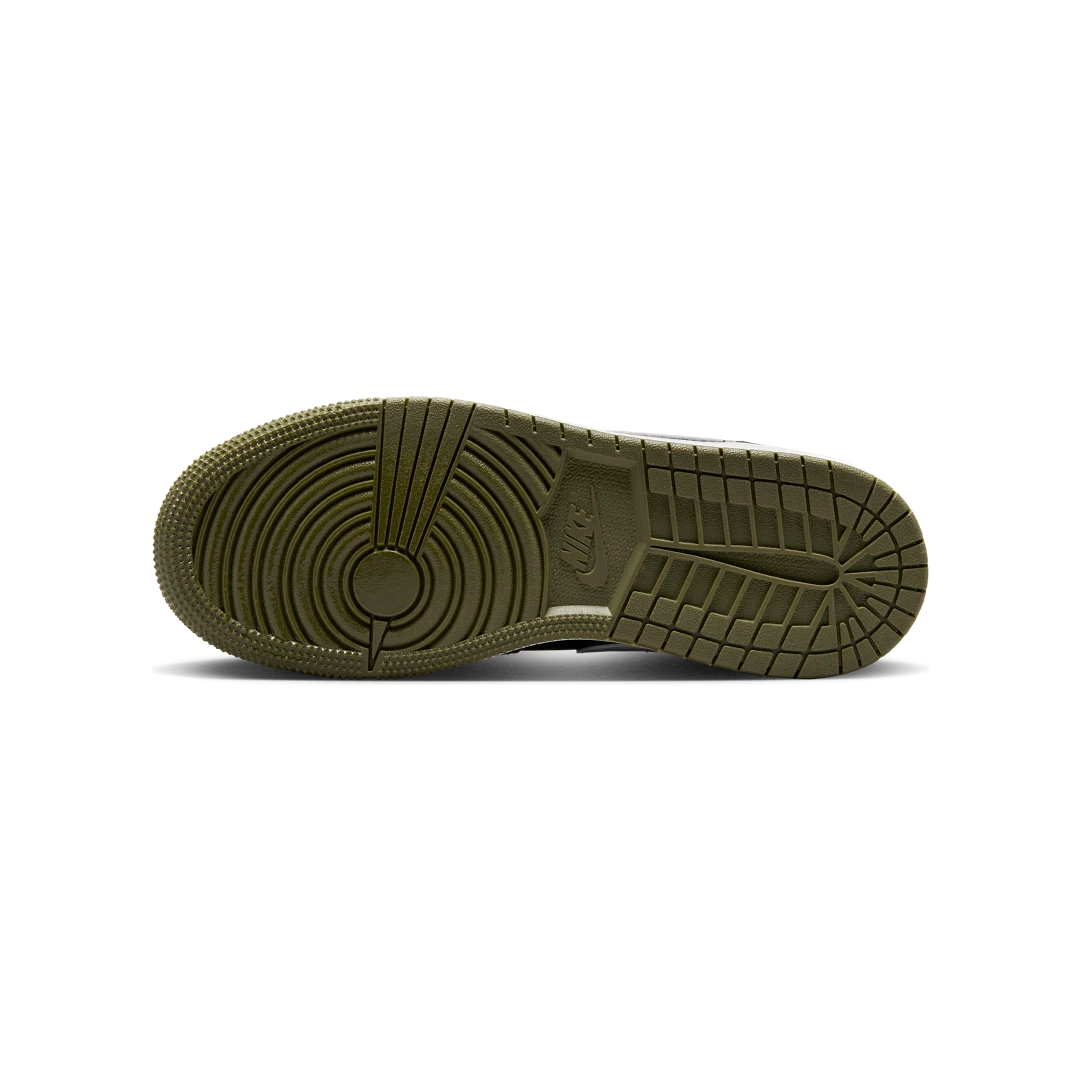 Overkicks - Air Jordan 1 Mid Black White Olive (DQ8423-092) - detalle suela