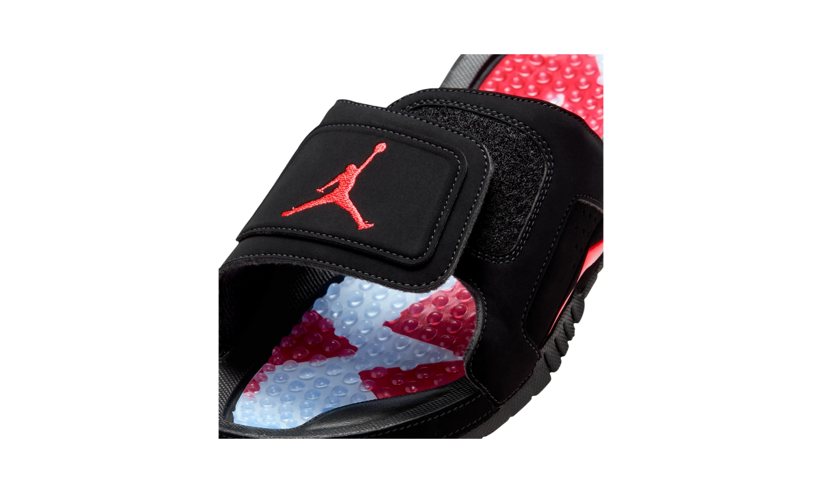 Overkicks - Air Jordan Hydro 6 Retro Slide Black Infrared (DM0979-009) - detalle talón