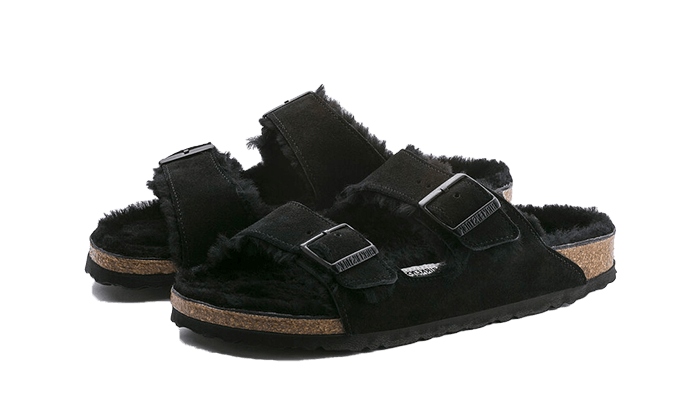 Overkicks - Birkenstock Arizona Shearling Suede Leather Black (0752661/0752663) - vista trasera