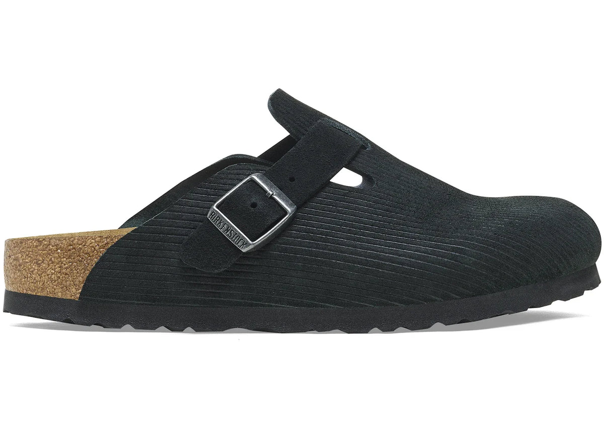 Overkicks - Birkenstock Boston Embossed Corduroy Suede Black (1026127/1026172) - vista lateral