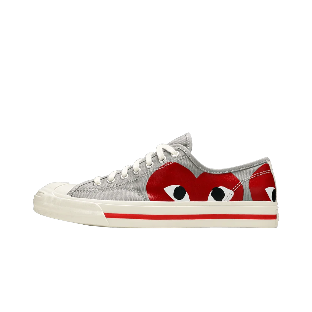 Overkicks - Converse Jack Purcell Comme des Garcons PLAY Grey Red (171260C) - vista lateral