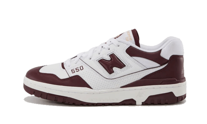 Overkicks - New Balance 550 White Burgundy (BB550BZ1) - vista lateral
