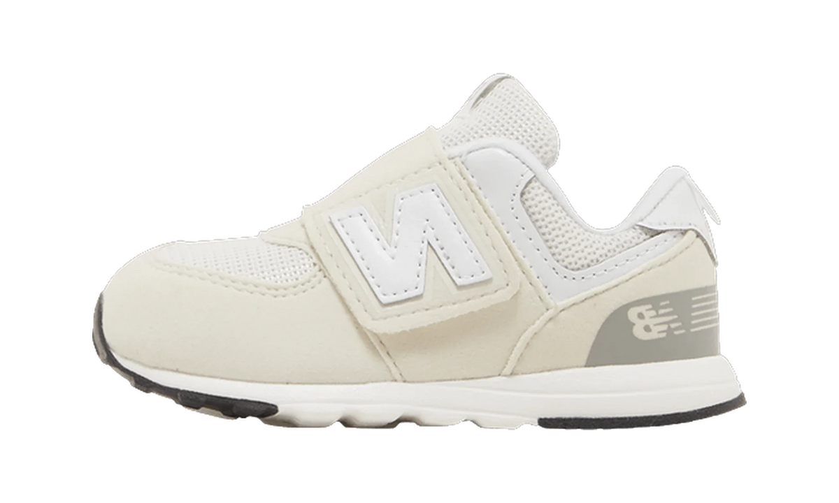 Overkicks - New Balance 574 Hook and Loop Nimbus Cloud White (TD) (NW574EVW) - vista lateral