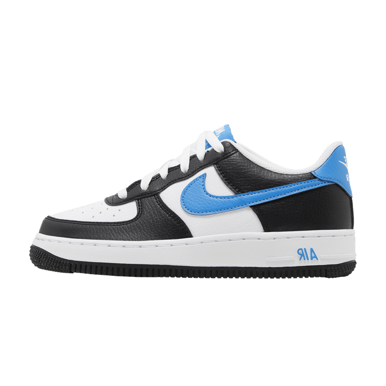Overkicks - Nike Air Force 1 Low White Black Light Photo Blue (GS) (FN8008-001) - vista lateral