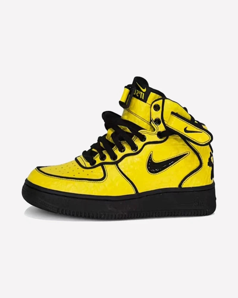 Overkicks - Nike Air Force 1 Mid Lil Yachty Concrete Boys Opti Yellow (JA6675-700) - vista lateral