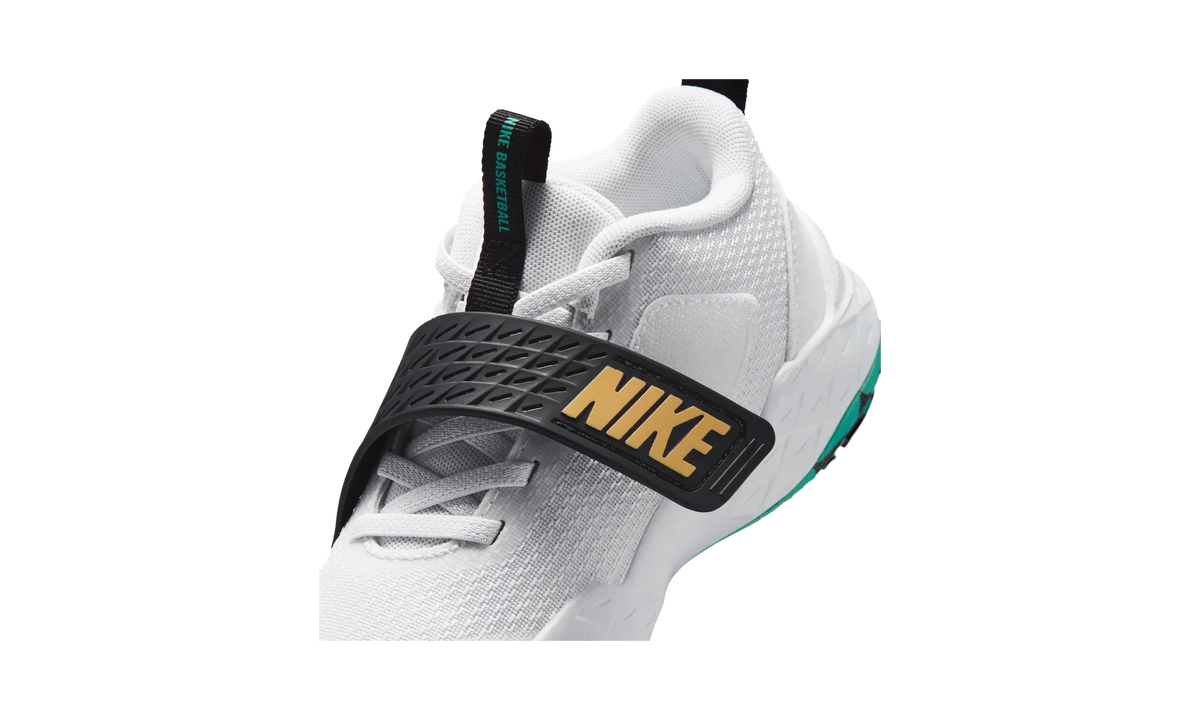 Overkicks - Nike Team Hustle D 12 White Black Emerald Topaz Gold (PS) (HF6280-105) - imagen 9