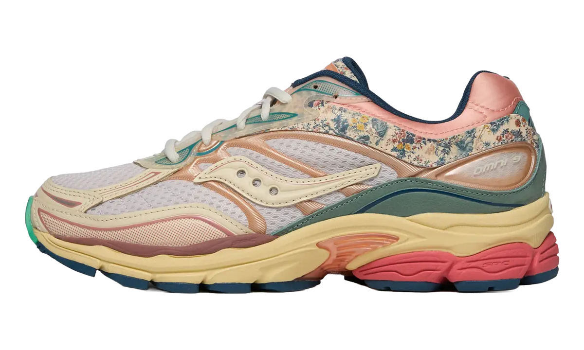 Overkicks - Saucony ProGrid Omni 9 Floral Beige Blue (S71015-1) - vista lateral