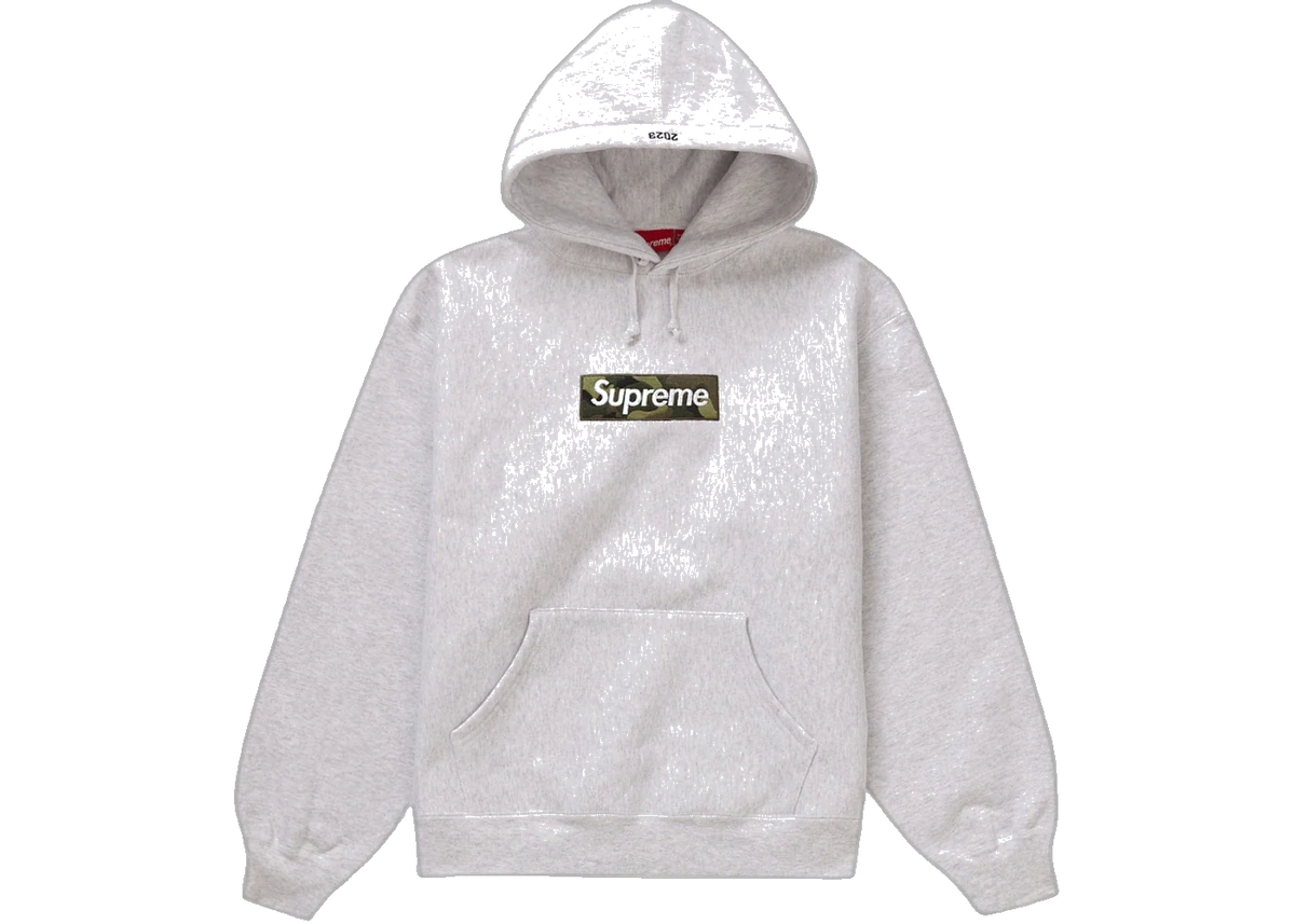 Overkicks - Supreme Box Logo Hooded Sweatshirt (FW23) Ash Grey