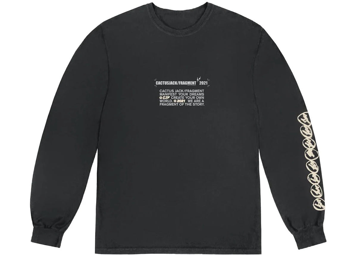 Overkicks - Travis Scott Cactus Jack For Fragment Logo L/S T-shirt Washed Black (TRAVIS-SCOTT-CACTUS-JACK-FOR-FRAGMENT-LOGO-L-S-T-SHIRT-WASHED-BLACK) - imagen 2