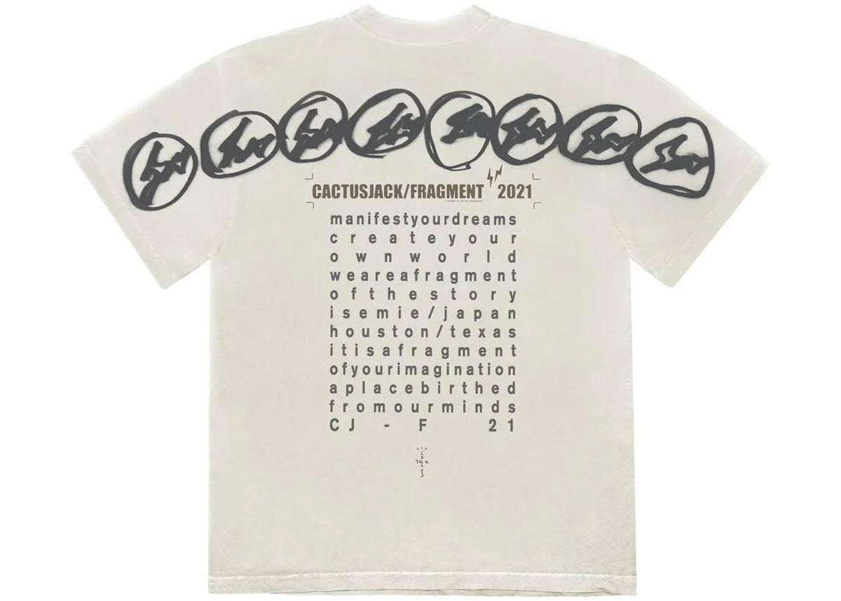 Overkicks - Travis Scott Cactus Jack For Fragment Manifest T-shirt White (TRAVIS-SCOTT-CACTUS-JACK-FOR-FRAGMENT-MANIFEST-T-SHIRT-CREAM) - imagen 2
