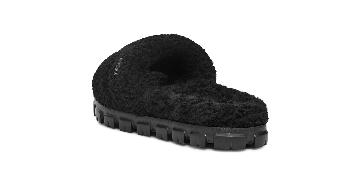 Overkicks - UGG Cozetta Curly Slide Black (Womens) (1130838-BLK) - detalle suela