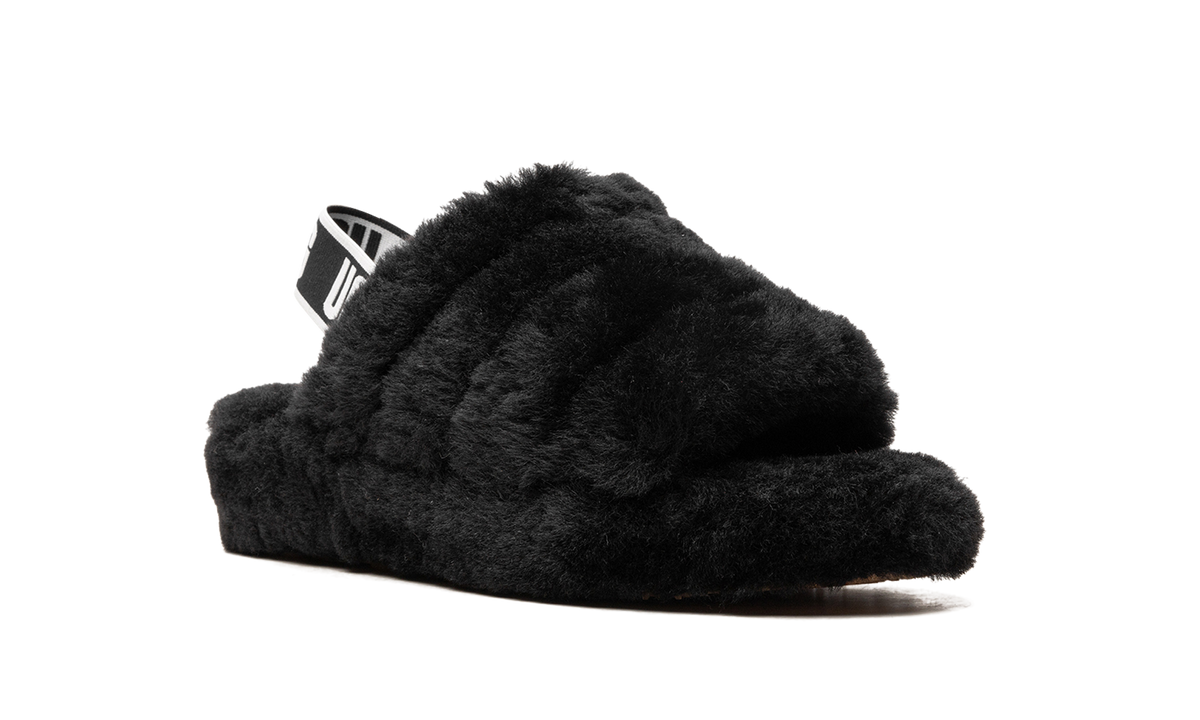 Overkicks - UGG Fluff Yeah Slide Black (Womens) (1095119-BLK) - detalle lateral interior