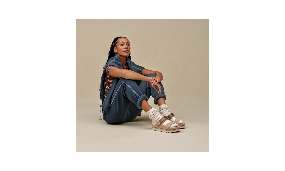Overkicks - UGG Goldenstar Glide Sandal Sand (Womens) (1167399-SAN) - detalle talon