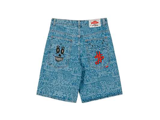 Pantalón Corto Stardust All Over Laser Baggy Washed Dark Blue