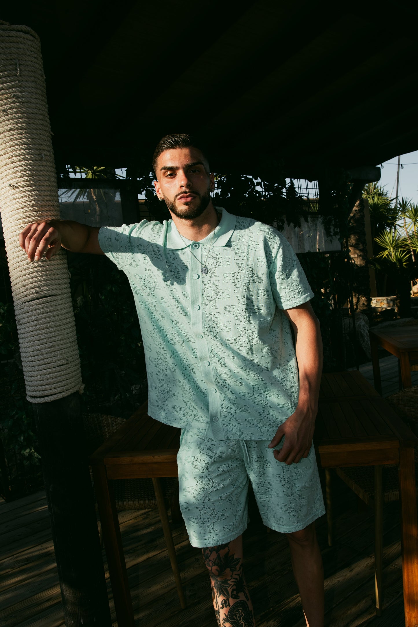 Luxury Jacquard Blue Shirt