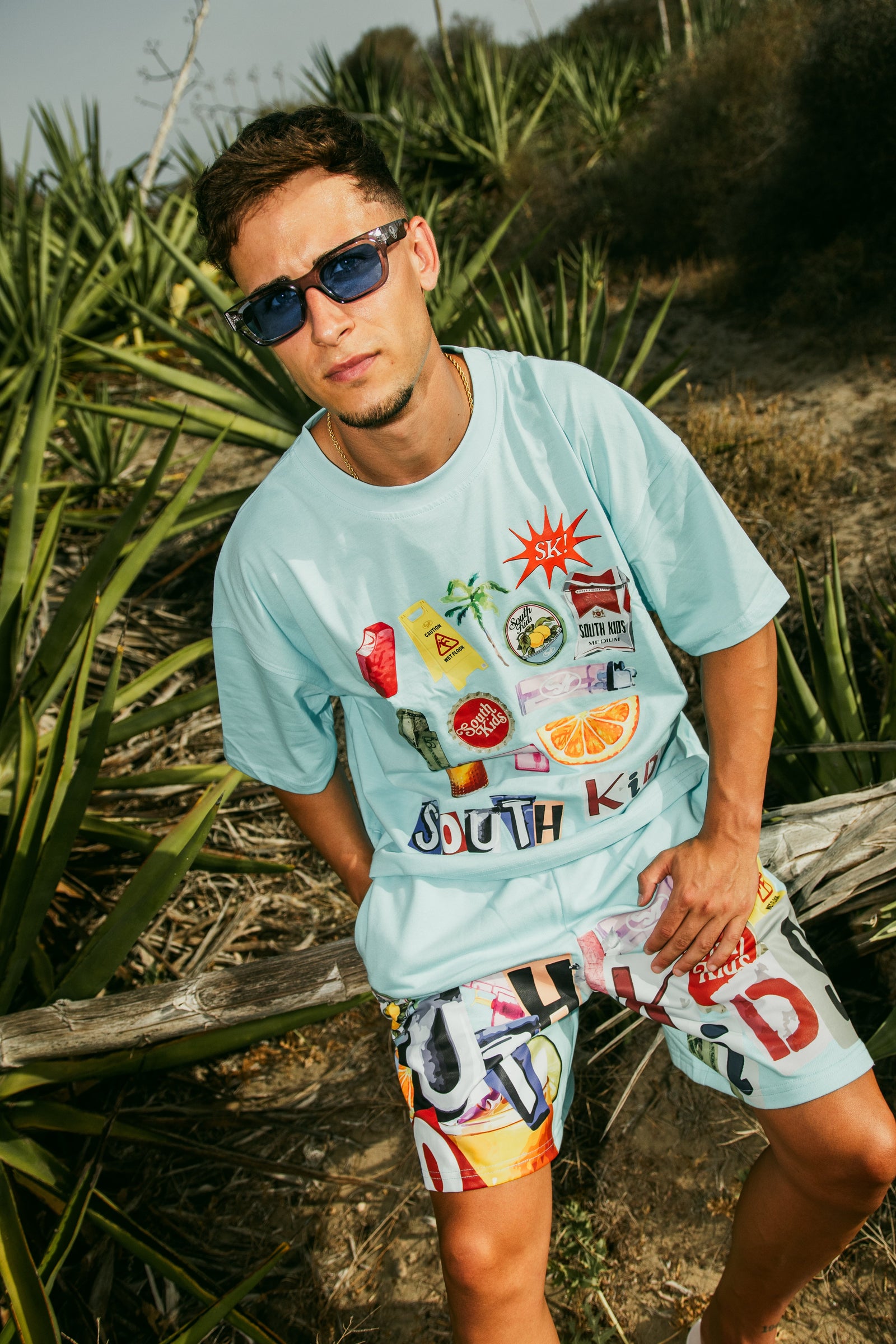 Collage Tee Cold Blue