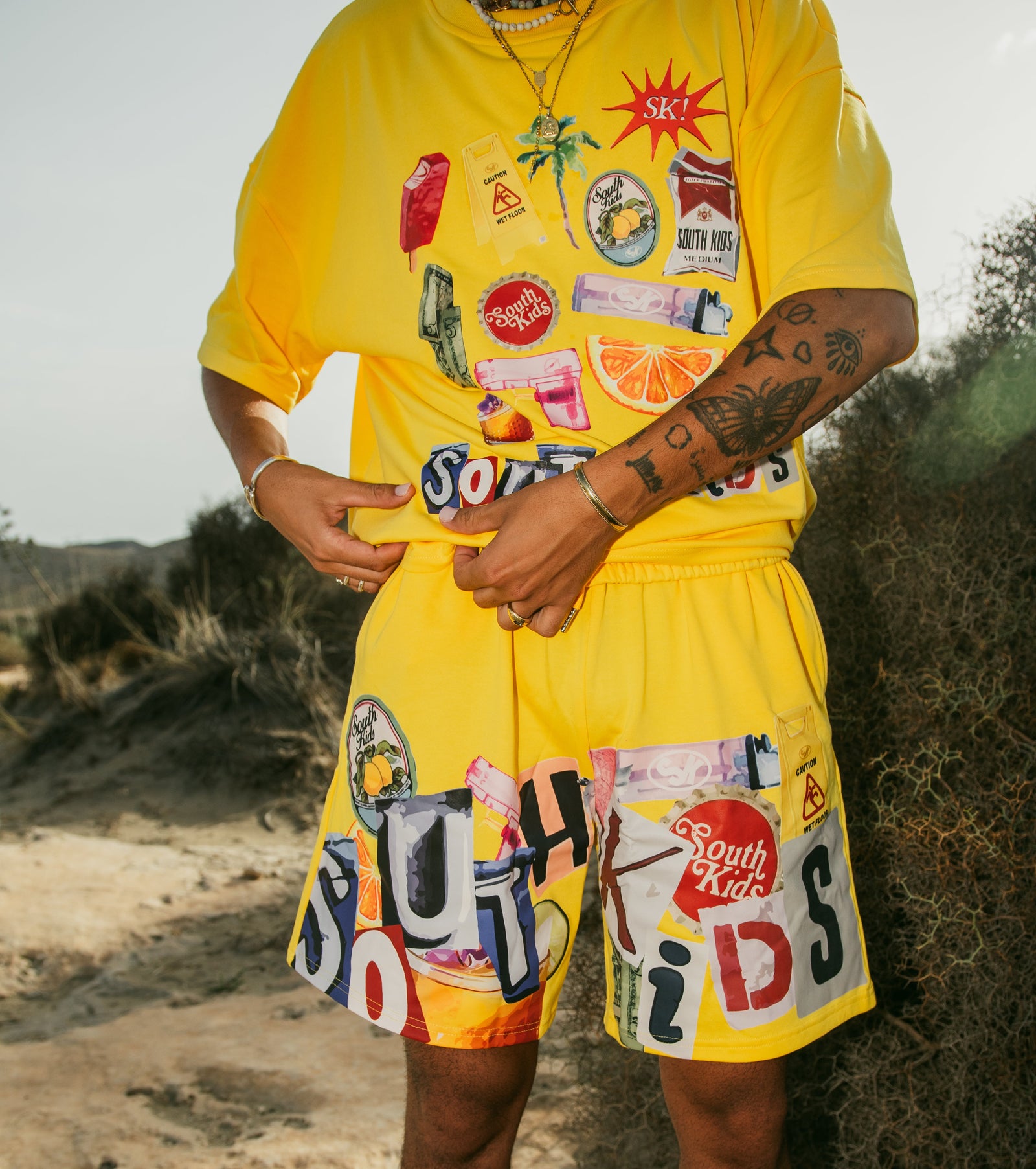 Collage Shorts Yellow