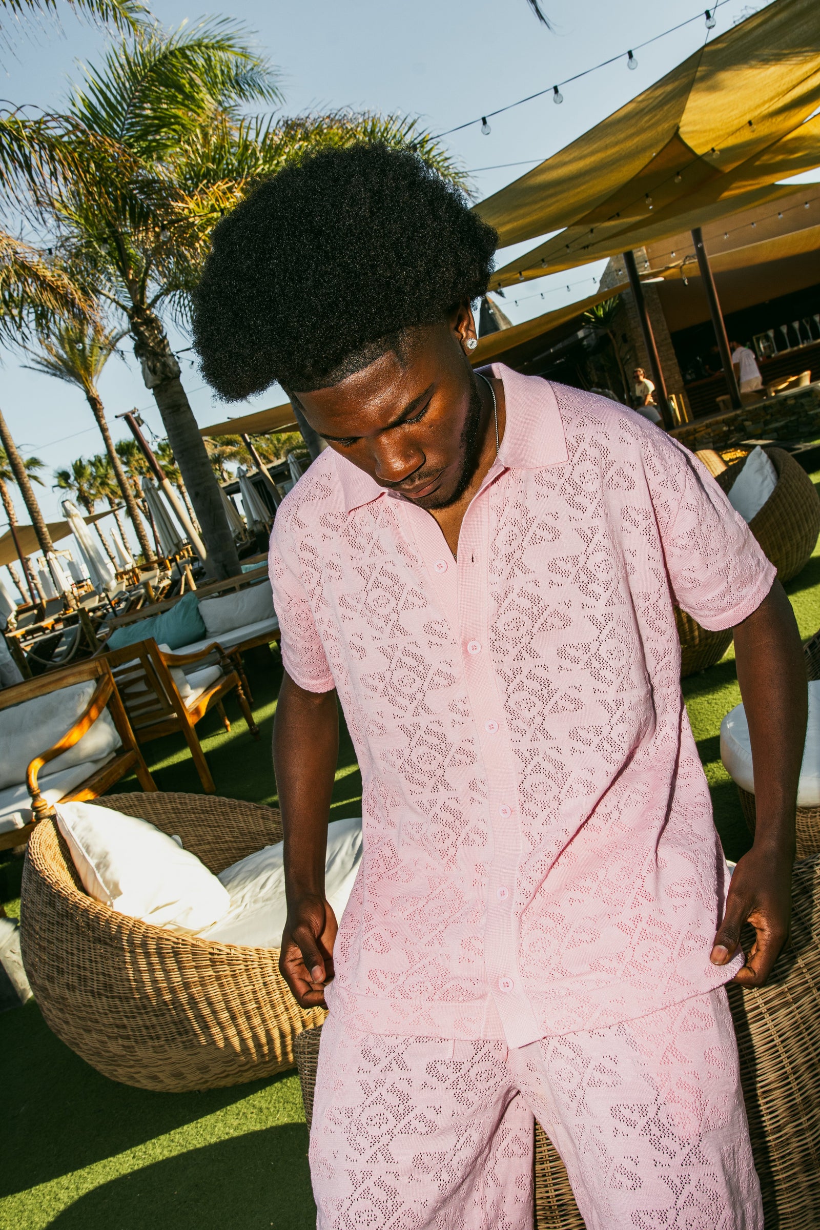 Luxury Jacquard Pink Shorts