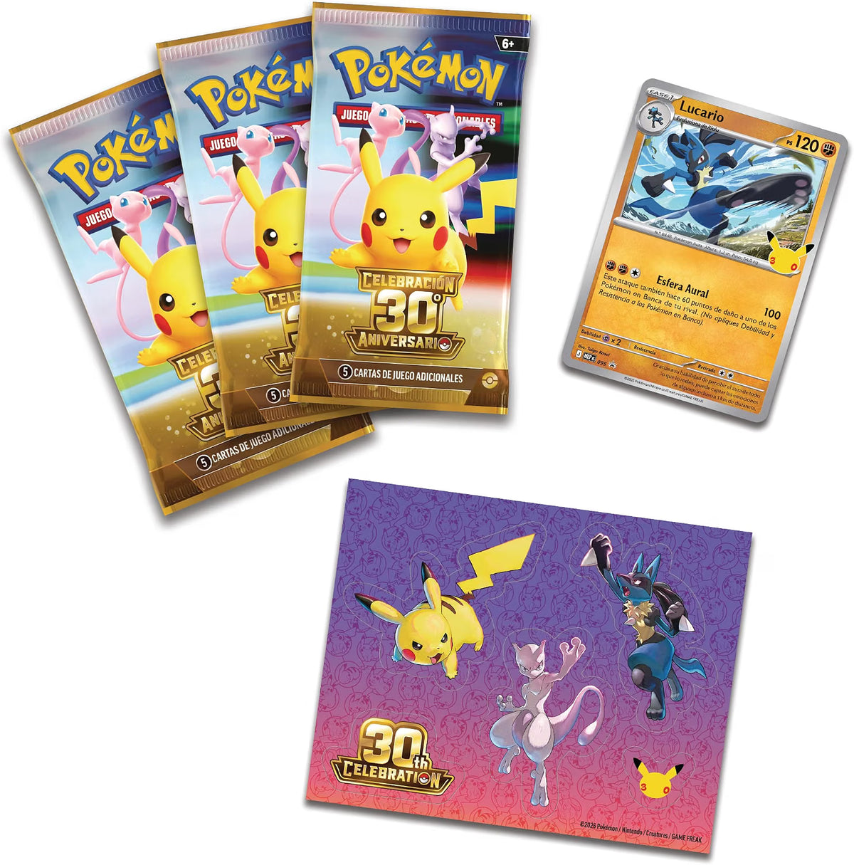 2026 Pokémon Mega Evolution 30th Celebration Tech Sticker Collection Lucario Promo (SPANISH)
