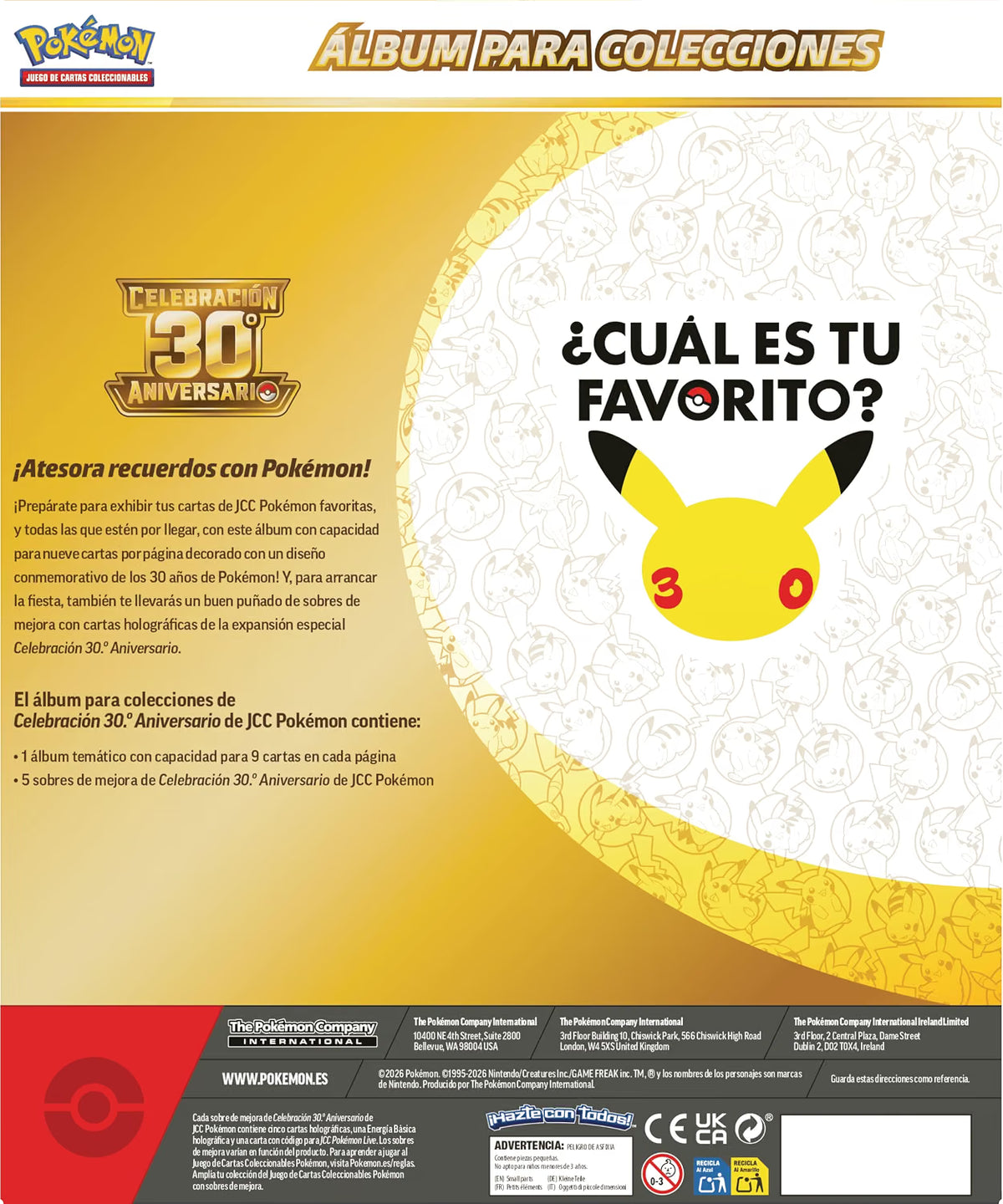 Pokémon Mega Evolución 30th Aniversario Álbum para Colecciones