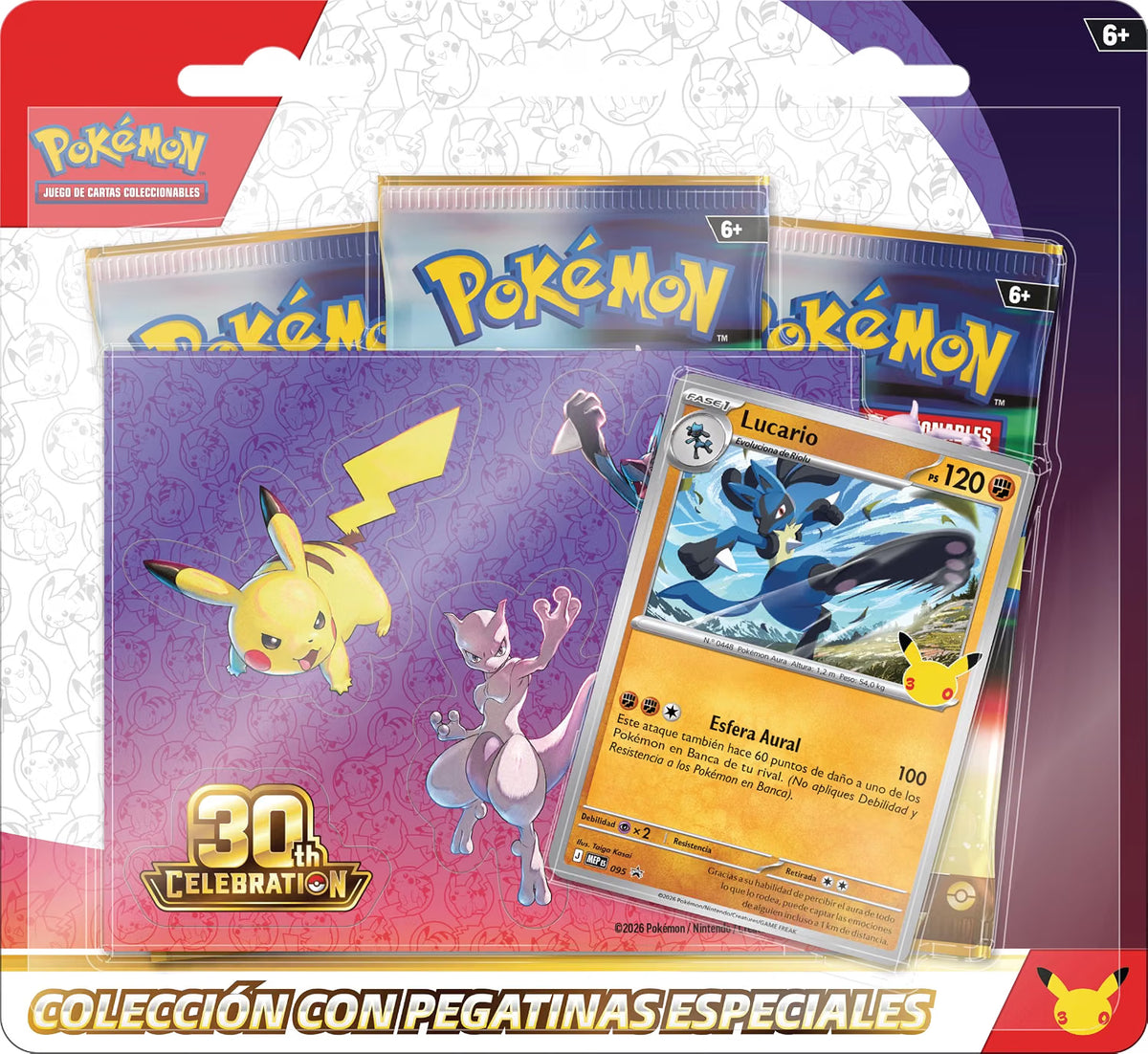2026 Pokémon Mega Evolution 30th Celebration Tech Sticker Collection Lucario Promo (SPANISH)