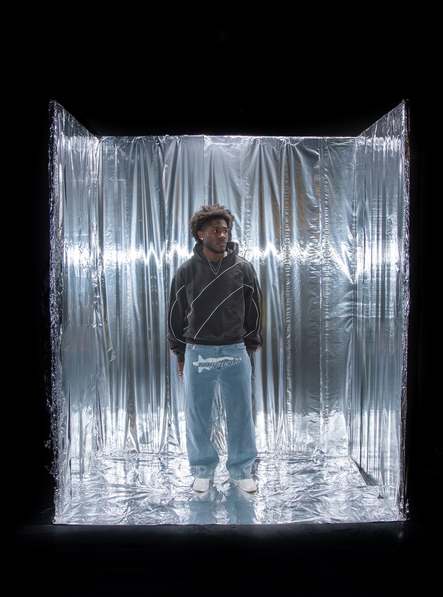 Patchwork Hoodie Black