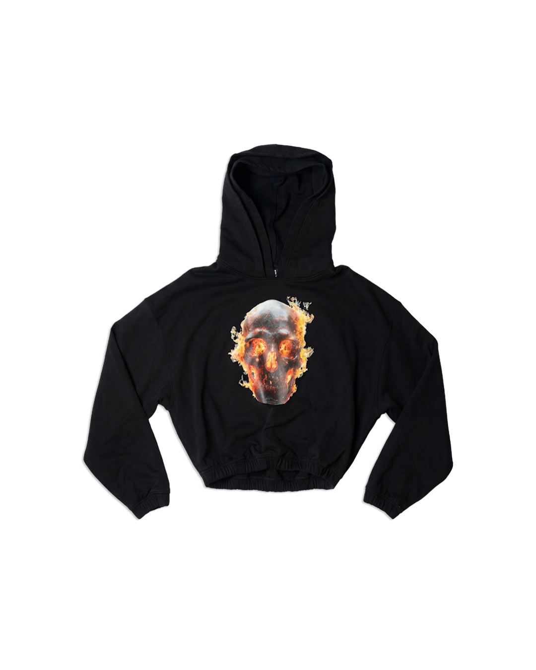 SKULL IN FLAMES DOUBLE HOOD HOODIE