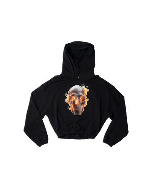Skull In Flames Double Hood Hoodie