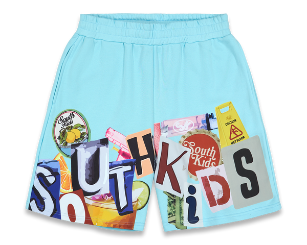 Collage Shorts Cold Blue