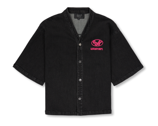 Denim Shirt Black & Pink