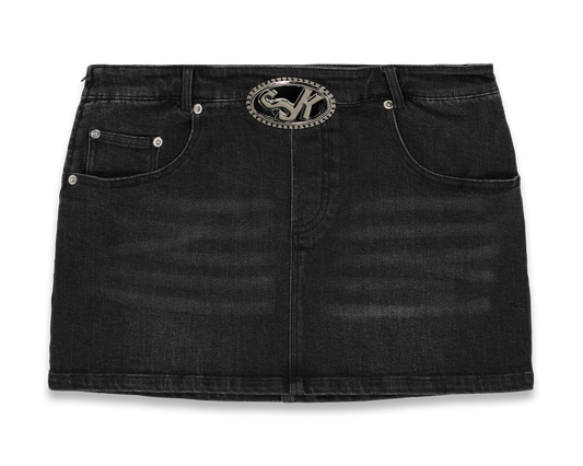 Denim Skirt Black & Pink