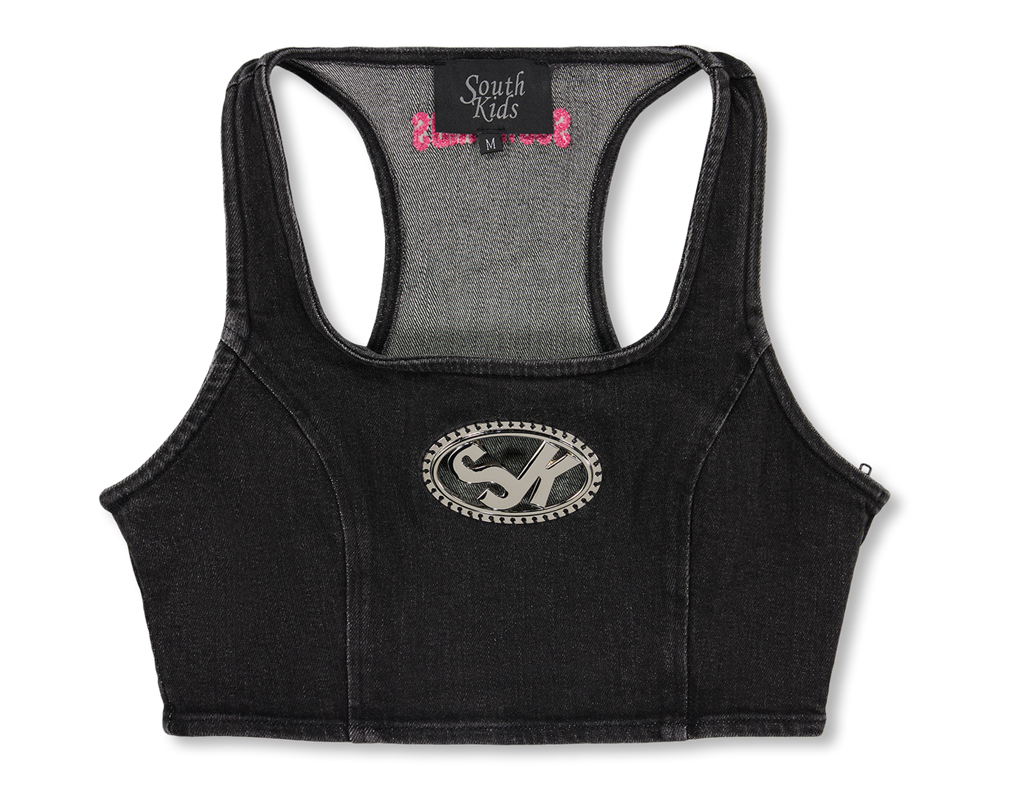 Denim Top Black & Pink