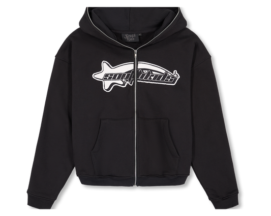 Luxury Star Black White Zip Up Hoodie