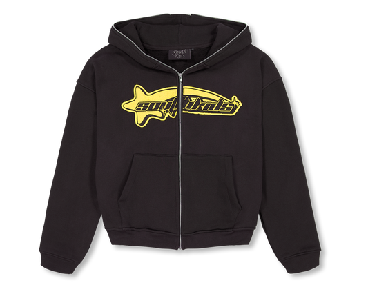 Luxury Star Black Yellow Zip Up Hoodie