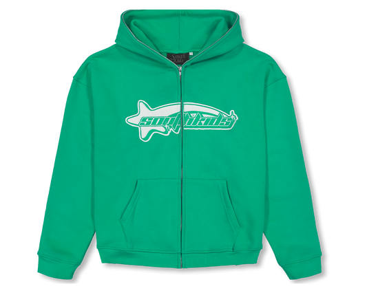 Luxury Star Green Zip Up Hoodie