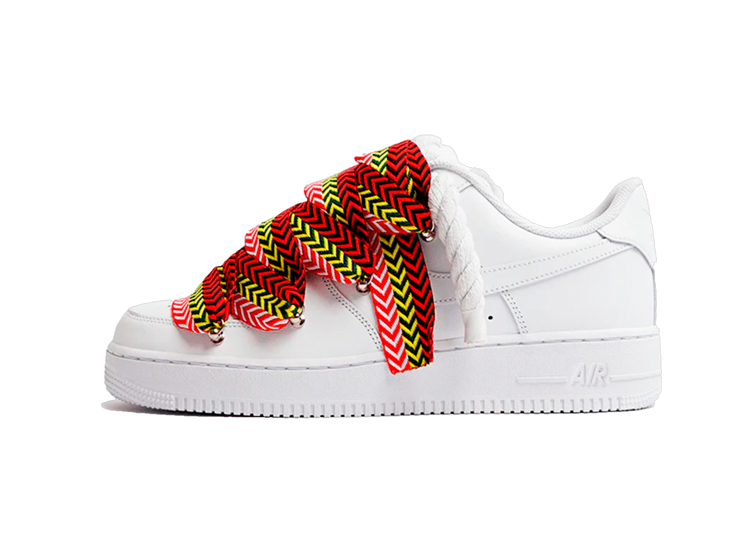 Nike Air Force 1 Low Triple White Lanvin Laces Red