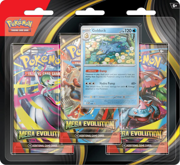2025 Pokémon Mega Evolution Golduck 3-Pack Blister Pack
