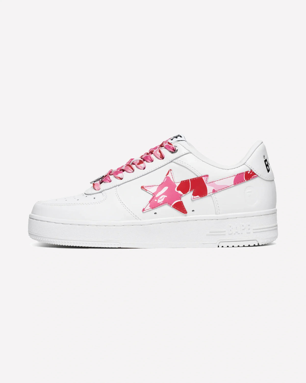 Overkicks - A Bathing Ape Bape Sta Low ABC Camo White Pink (2025) (1K70-191-335-PNK/1K70-291-330-PNK/001FWK701335-PNK) - vista lateral