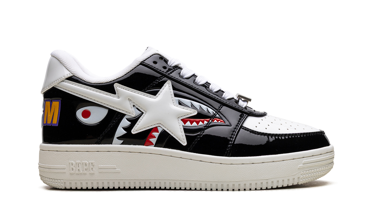 Overkicks - A Bathing Ape Bape Sta Low Color Block Shark Black (1G80191009-BLK) - detalle talon