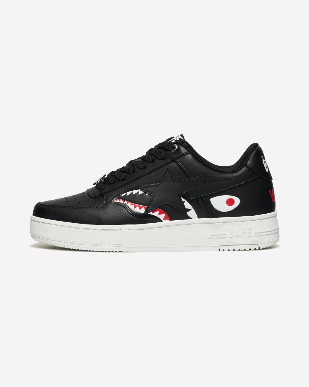 Overkicks - A Bathing Ape Bape Sta Low Shark Pack Black (1K80-191-307-BLK/1K80-291-307-BLK/001FWK801307-BLK) - vista lateral