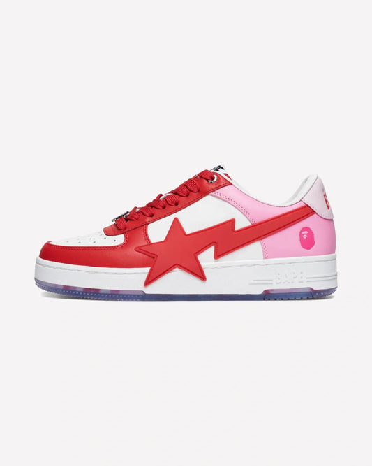 Overkicks - A Bathing Ape Bape Sta OS White Pink Red (0ZXSHM191309NPKX) - vista lateral