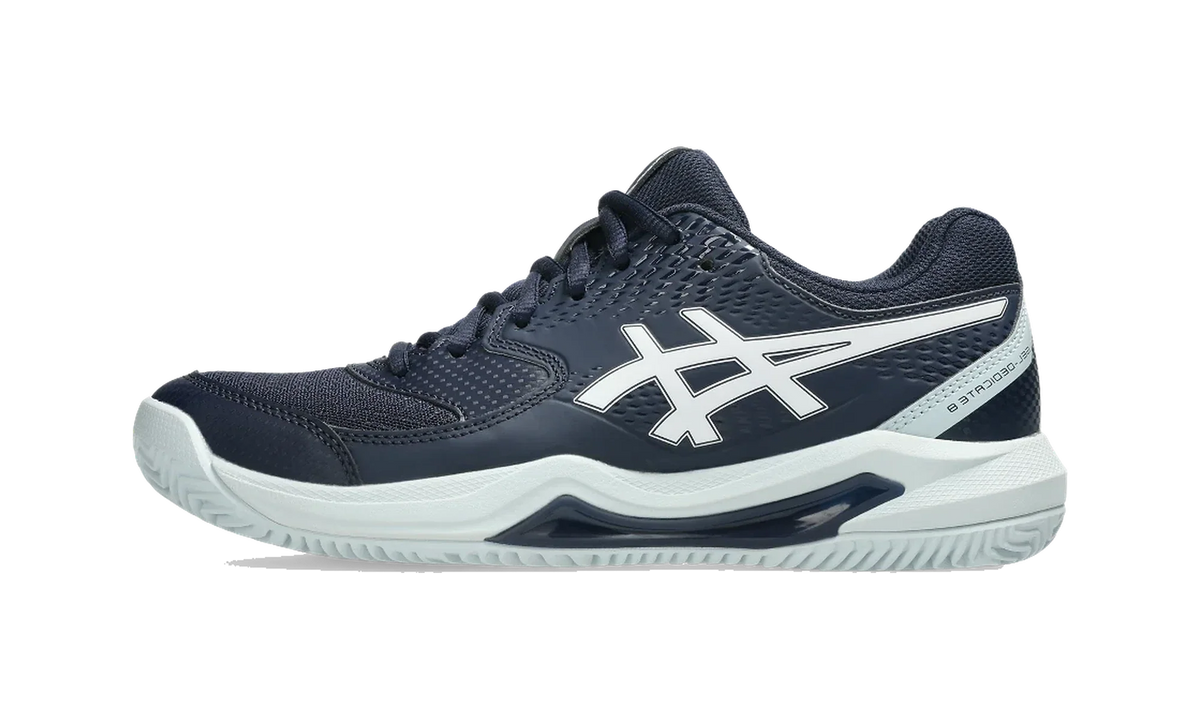 Overkicks - ASICS Gel-Dedicate 8 Clay Midnight White (Womens) (1042A255-402) - vista lateral